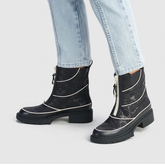 COACH Leona Monogram Nylon Ankle Boots - Picture 2 of 16